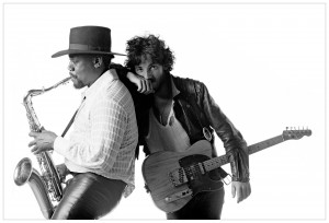 Bruce and Clarence. from Born to Run. one of my favorite pixs of them and its in black and white.