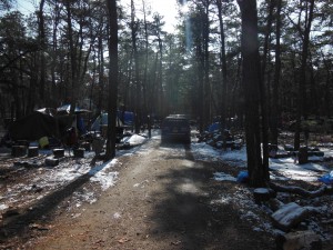 road into tent city