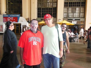 with a real zombie in asbury park convention hall (sombie walk). and to think the pentagon came out with a report last week how america would deal with zombie invasion (true)